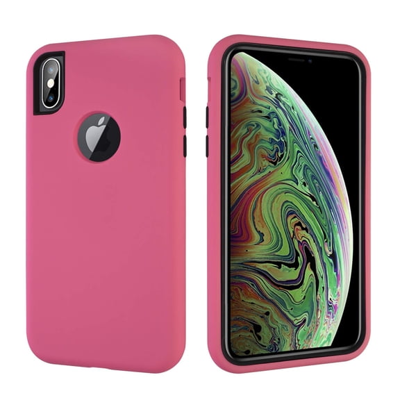 Mignova iPhone X/Xs 5.8 inch 2018 case, in 1 Gel Rubber Full Body Protection Shockproof Cover Case Drop Protection Case(Rose Red)