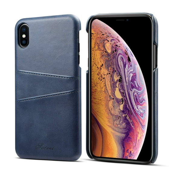 Mignova iPhone Xs Max Mobile Phone case, Ultra-Thin Retro Leather Texture Skillful case, with a Slot on The Back, Suitable for The iPhone Xs Max 6.5 inch 2018 (Blue)