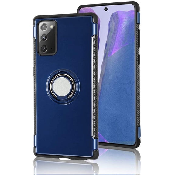 Mignvoa For Samsung Galaxy Note 20 Case Anti-Scratch Rubber Bumper Cover With 360° Rotating Magnetic Finger Ring Kickstand Compatible with Samsung Galaxy Note 20 6.7 inch (Blue)