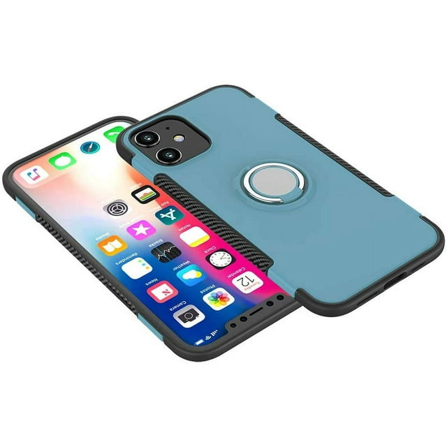 Mignvoa For iPhone 12 Mini 5.4 inch Case with Ring Holder Dual Layer Shockproof Protective Case Cover Built in Ring Stand 360 Degree Rotating for Apple iPhone 12 Mini 5.4 inch 2020(Navy Blue)