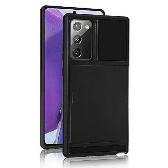 Mignvoa Galaxy Note 20 Case With Credit Card Holder Slim Armor Dual Layer Hybrid Heavy Duty Protection Shockproof Anti-Scratch Soft Rubber Wallet Case For Samsung Galaxy Note 20 6.7 inch (Black)