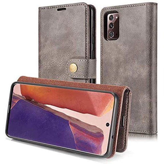 Mignvoa for Galaxy Note 20 Leather Wallet case, Durable and Slim with Card Slot Cover and Removable Magnetic case for Samsung Galaxy Note 20 6.7 inch(Gray)