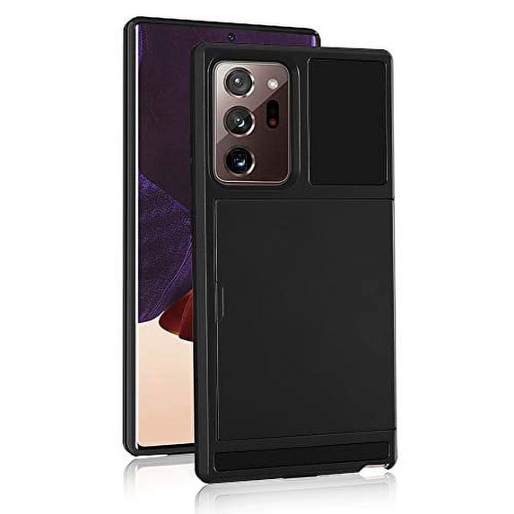 Mignvoa Galaxy Note 20 Ultra Case With Credit Card Holder Slim Armor Dual Layer Hybrid Heavy Duty Protection Shockproof Anti-Scratch Wallet Case For Samsung Galaxy Note 20 Ultra 6.9 inch (Black)