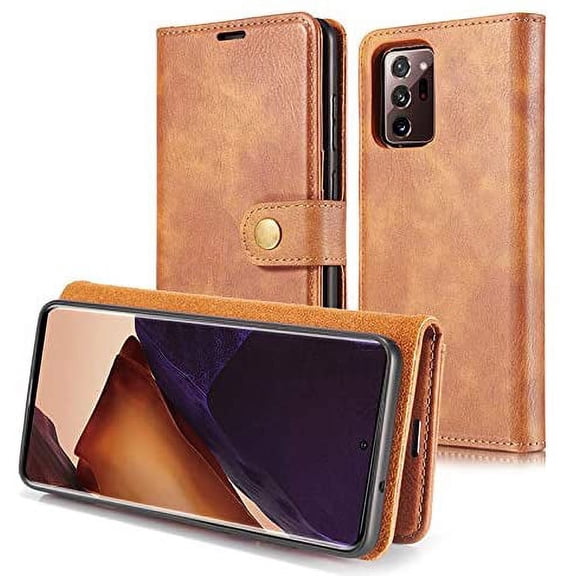 Mignvoa for Galaxy Note 20 Ultra Leather Wallet case, Durable and Slim with Card Slot Cover and Removable Magnetic case for Samsung Galaxy Note 20 Ultra 6.9 inch(Bronze)