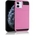 thumbnail image 1 of Mignvoa iPhone 12 Mini 5.4 inch Case With Credit Card Holder Slim Armor Dual Layer Hybrid Heavy Duty Protection Shockproof Anti-Scratch Soft Rubber Wallet Case For Apple iPhone Mini 5.4 inch (Pink), 1 of 7