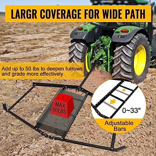 Migoda Driveway Grader 74" Width, Driveway Drag Harrow with 2