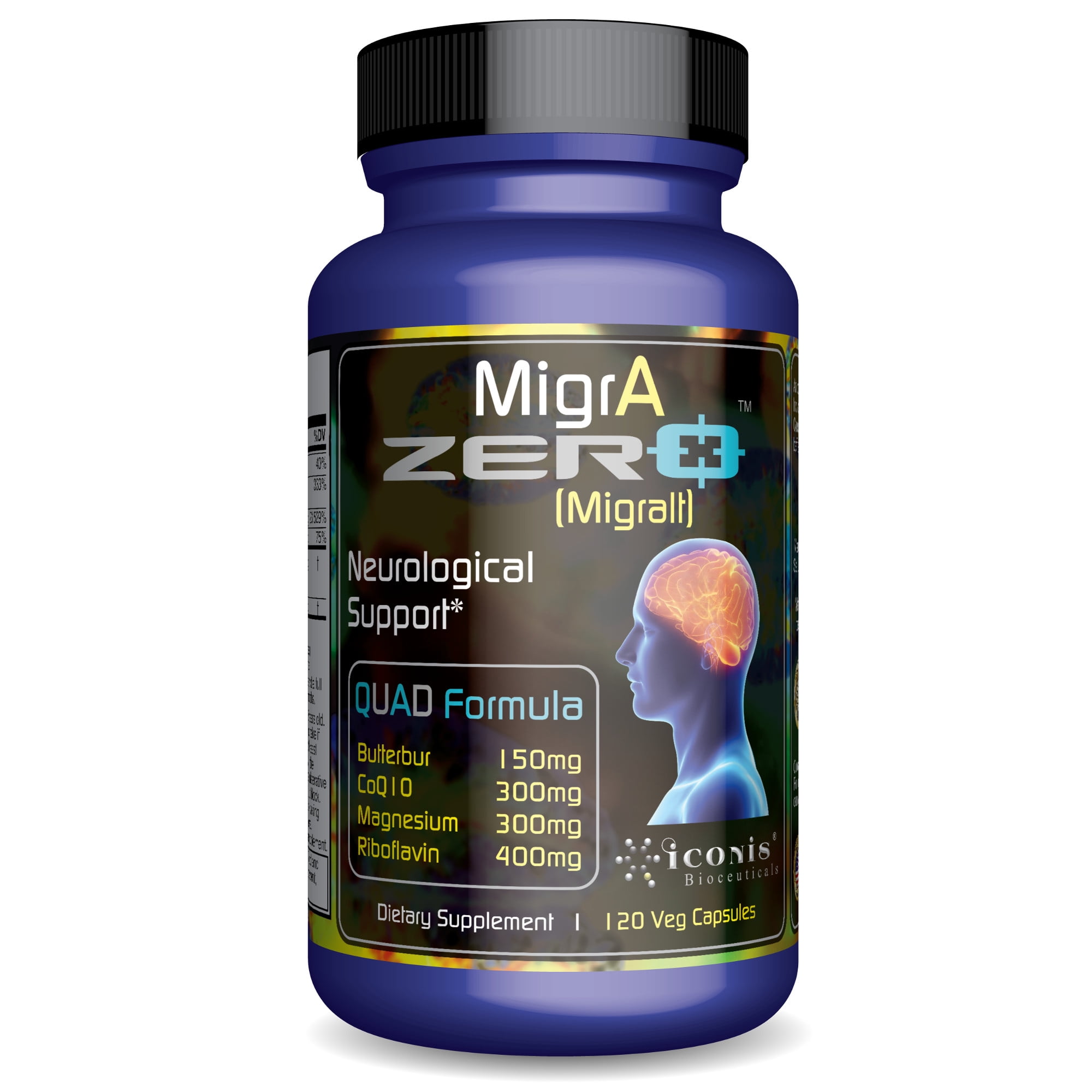 MigrA Zero Migraine Relief, QuadFormula with PAFree Butterbur
