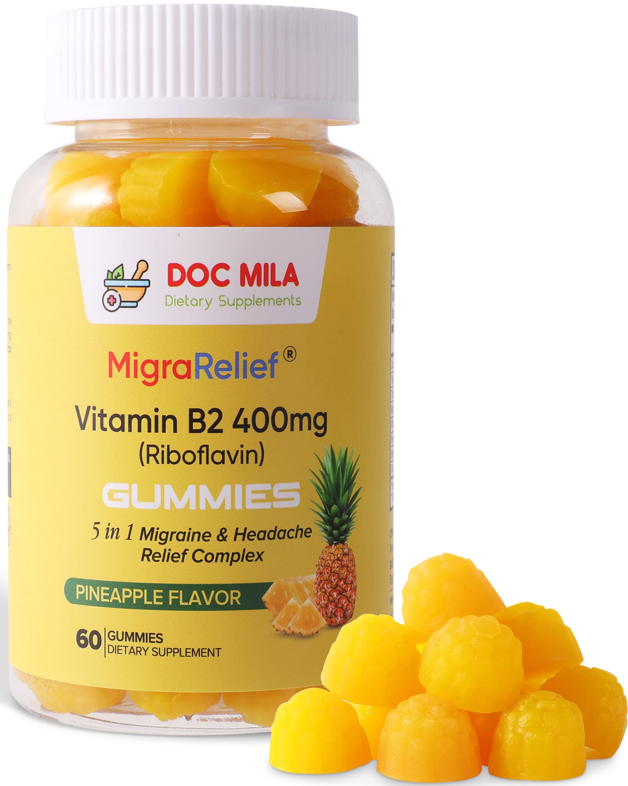 MigraRelief Vitamin B2 400mg Gummies Riboflavin 400mg Migraine