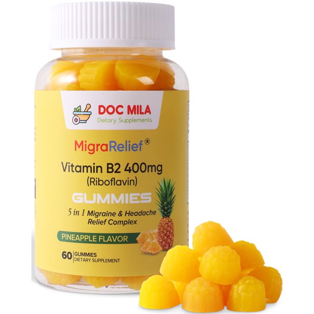 MigraRelief Vitamin B2 400mg Gummies Riboflavin 400mg Migraine