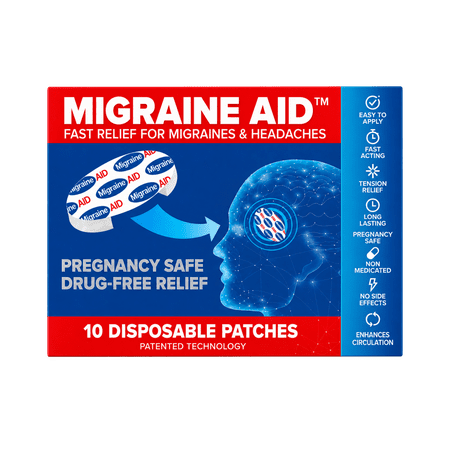 Migraine AID Migraine Relief Patch – Drug-Free, Fast-Acting Headache Relief, Safe For Pregnancy, 10 Count