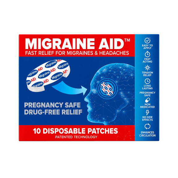 Migraine AID Migraine Relief Patch – Drug-Free, Fast-Acting Headache Relief, Safe For Pregnancy, 10 Count