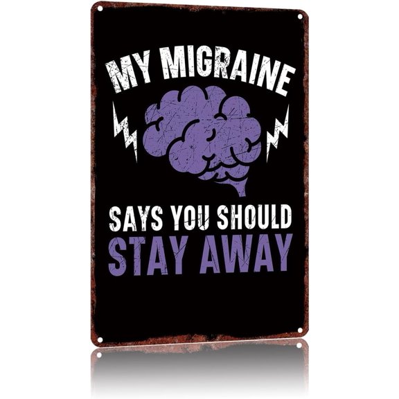 Migraine Awareness Funny Metal Tin Sign Vintage Bath Bathroom Laundry Room Decor Wall Signs 8X12Inch