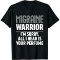 thumbnail image 1 of Migraine Awareness Perfume Warrior, Survivor T-Shirt mens t hirt men，black，women，misfits，journey ，boys, 1 of 4