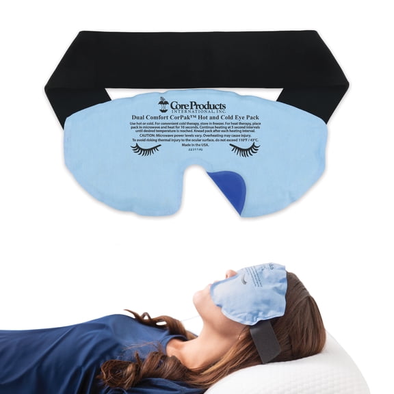 Core Products Dual Comfort Migraine CorPak Hot Cold Therapy, Eye Mask Compress, No Frost, Includes Strap