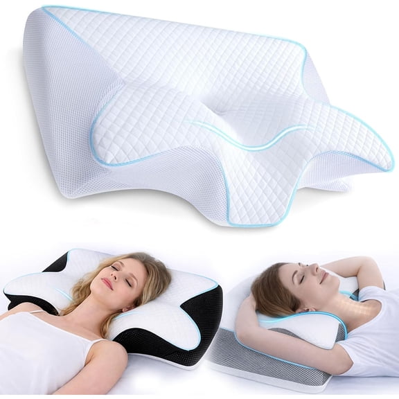 Migraine Pillow - Stop Migraines at The Source, Cervical Migraine Neck Pillow, Ergonomic Contour Support Pillow with Adaptive Foam for Stays Supportive, During The Night (White)