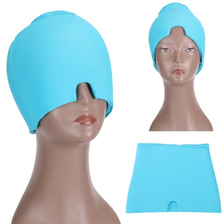 Migraine Relief Cap, Migraine Ice Head Wrap, Headache Relief Hat for Migraine, Gel Hot Cold Therapy Migraine Relief Cap,Blue