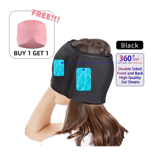 Migraine Relief Hat Gel Ice Pack - 360 Headache & Eye Mask, Hot Cold Therapy for Tension Relief, Sinus Pressure, & Stress - Head Massager