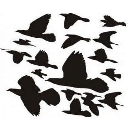 Migrating Birds Picture Art - Living Room - Peel & Stick Sticker - Vinyl Wall Decal