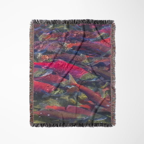 Migrating Sockeye Salmon, Katmai National Park, Alaska, Usa, Woven Blanket