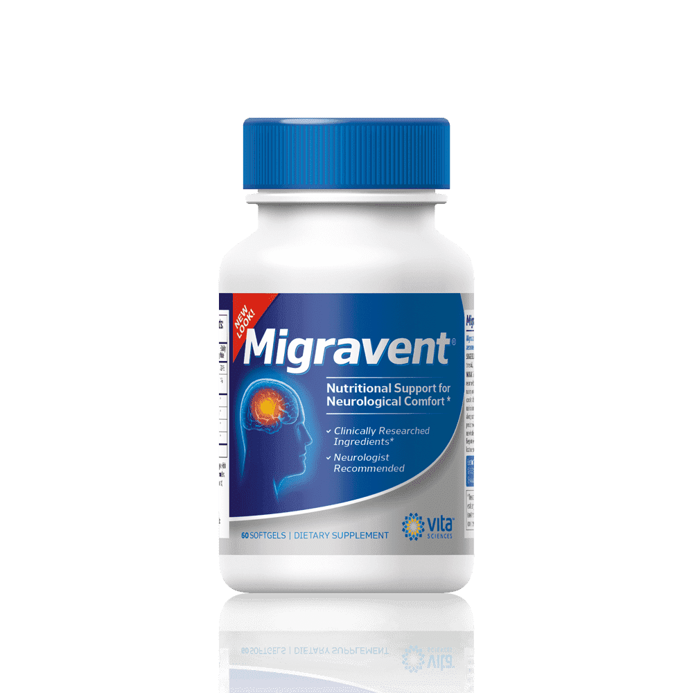 Vita Sciences Migravent  Neurological Support for Migraine and Headache Relief  Butterbur, CoQ10, Magnesium, Riboflavin  60 Softgels