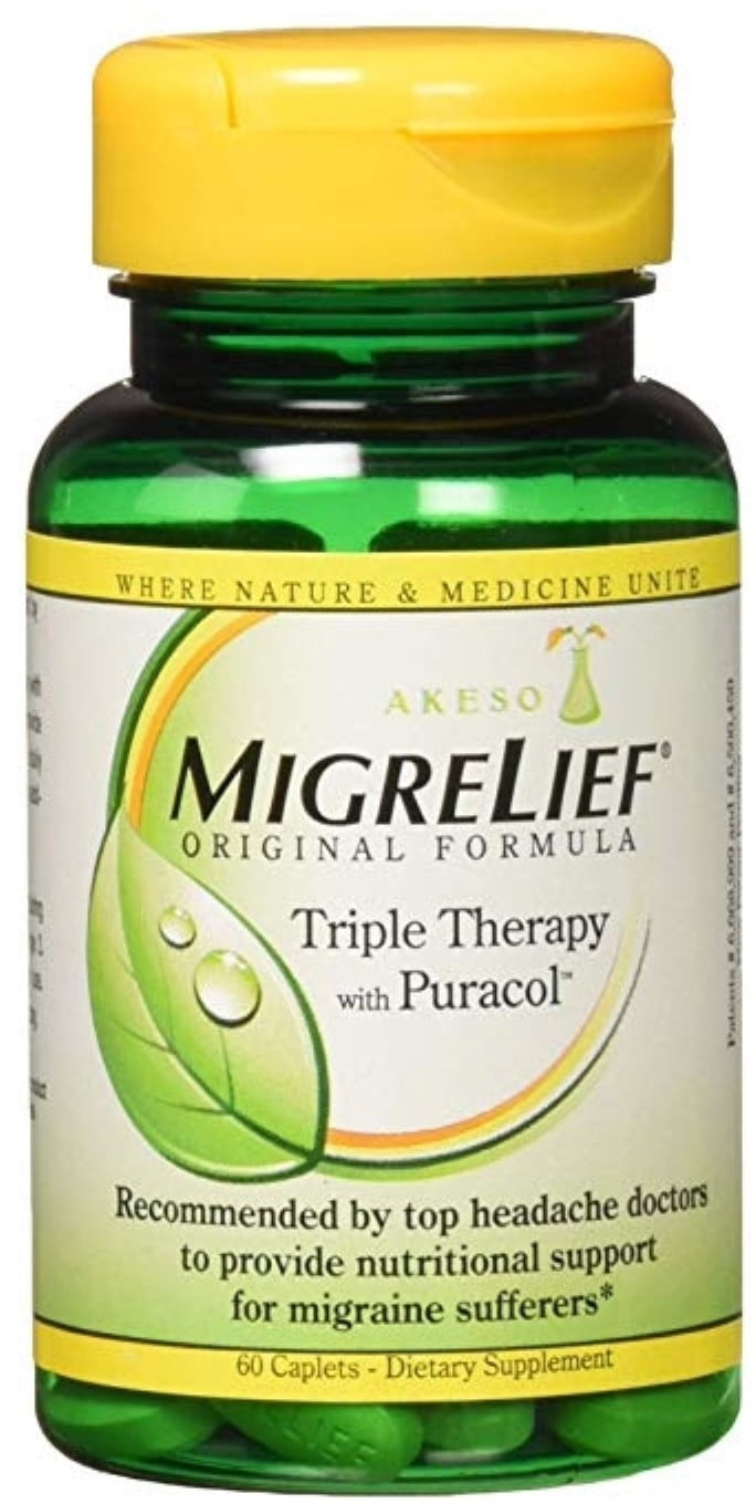 MigreLief Original Formula Dietary Supplement Caplets, 60 Caplets (Pack of 3)