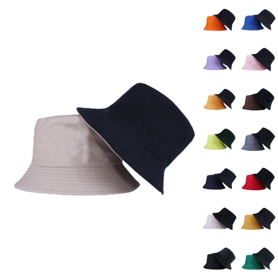 Migroa Double Sided Fisherman Bucket Hat, Solid Color Casual Sun Hat for Women Men, Summer Outdoor Light Pink Universal Fit