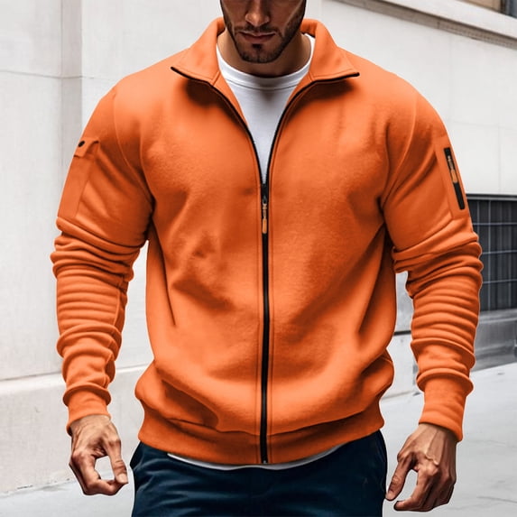 Migroa Full Zip Long Sleeve Sweatshirt Coat, Men's Full Zip Long Sleeve Sweatshirt Jacket, Casual Sporty Outerwear Coat, Loose Fit for Fall Winter Running Gym Casual Sporty Jacket Men Running, Gym,