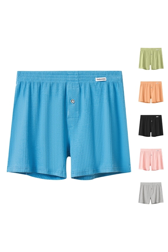 Men’S Underwear Boxer Shorts Soft Breathable Boxers for Men Elastic Waistband Underwear with Button Closure for Sleeping Black 4Xl