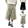 thumbnail image 1 of Migroa Men's Baggy Wide Leg Casual Shorts Mens Capri Pants Men’S Linen Pants Pleated Dress Business Elastic Waist Summer Shorts with Pockets Grey 2Xl, 1 of 6