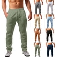 thumbnail image 1 of Migroa Men's Casual Pants Elastic Waist Drawstring Casual Trouser Lightweight Straight-Legs Loose Beach Yoga Pants for Travel And Lounge Wear Black L, 1 of 4