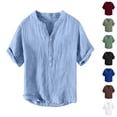 thumbnail image 1 of Migroa Men's Fashion Shirt Casual Beach T-Shirts Solid Tops Shirts for Men 3/4 Sleeve Regular-Fit Henley T-Shirt Summer Lightweight Beach Yoga Tops Light green 2XL, 1 of 5