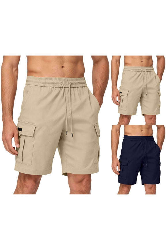 Men's Hiking Cargo Shorts Men's Short Trousers Men's Sports Shorts Lightweight Outdoor Shorts for Men Trip Golf Camping Casual with Pockets Khaki S