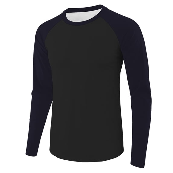 Migroa Men's Performance 3/4 Sleeve Baseball Tee – Moisture Wicking Athletic Top, Dry-Fit Crew Neck Shirt for Training & Casual Wear Under $20, Black/Blue 4Xl