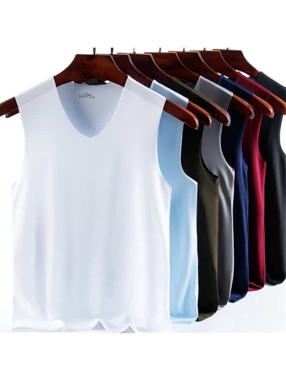Men's Workout Tank Tops V-Neck Sleeveless Athletic T-Shirts Lightweight Breathable Running Tops Undershirts Sleeveless Cut Off Shirts Black L