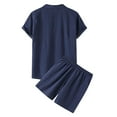 thumbnail image 1 of Migroa Mens Fashion Summer Outfits Relaxed Fit Short Sleeve Button Down Shirts And Drawstring Waist Shorts Summer Beach Casual Texture 2 Piece Sets Navy Xl, 1 of 6