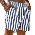 thumbnail image 1 of Migroa Mens Mid Waist Stripe Shorts Formal Casual Breathable Summer Bottoms Lightweight Holiday Beach Shorts with Pockets Blue L, 1 of 6