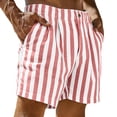thumbnail image 1 of Migroa Mens Mid Waist Stripe Shorts Formal Casual Breathable Summer Bottoms Lightweight Holiday Beach Shorts with Pockets Pink 3Xl, 1 of 4