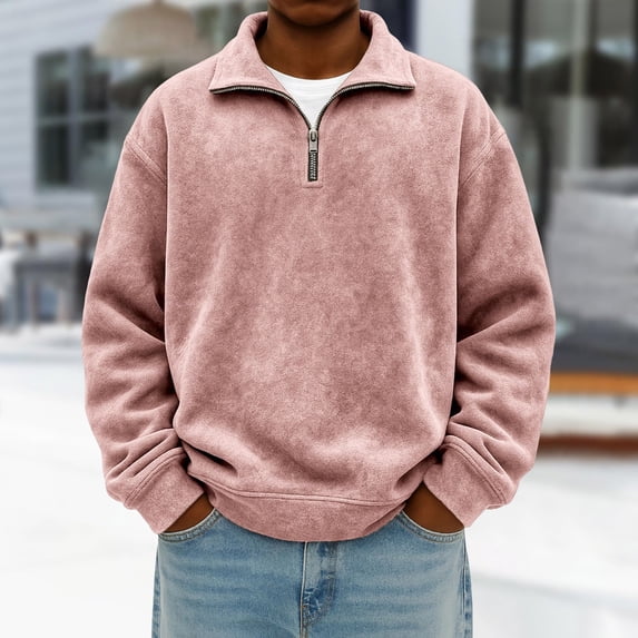 Migroa Mens Quarter Zip Sweatshirt Thermal, Men's Quarter Zip Sweatshirt, Thermal Long Sleeve Casual Pullover, Loose Fit Shirt for Fall Winter Long Sleeve Casual Pullover Loose Fit Fall Wear, Winter