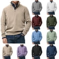 thumbnail image 1 of Migroa Mens Solid Color Half Zip Sweatshirt, Stand Collar Hoodless Top Sport Casual Shirt Long Sleeve, 1 of 4