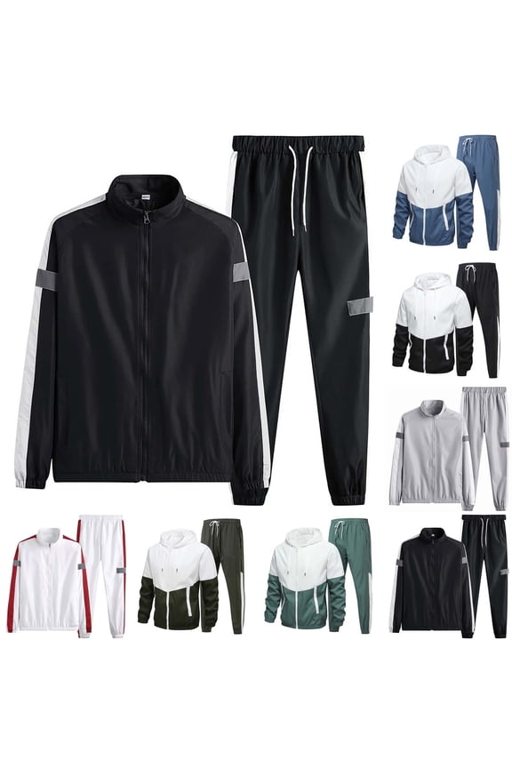 Mens Tracksuits Sweatsuits for Men Set Track Suits 2 Piece Casual Athletic Jogging Warm up Full Zip Sweat Suits Grey M