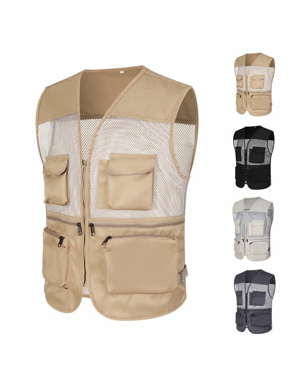 Mesh Breathable Fishing Vest, Multi-Pockets Photography Travel Hiking Waistcoat Jacket for Adults And Youth Navy Xl