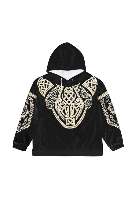 Streetwear Vintage Oversized Hoodie - Cool Prints Pullover, Emo & Retro 2000S Style, Trendy Outerwear for Men , Black Xxl