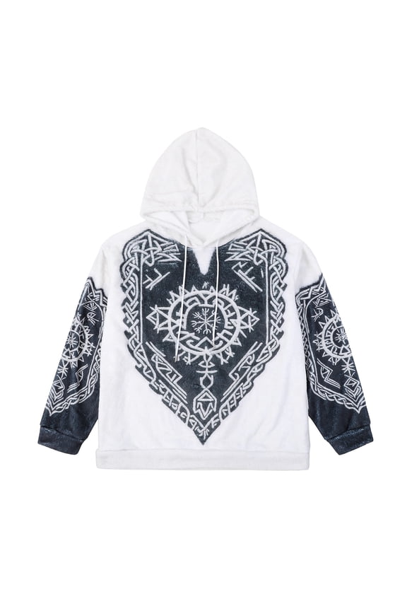 Streetwear Vintage Oversized Hoodie - Cool Prints Pullover, Emo & Retro 2000S Style, Trendy Outerwear for Men Under $25, White 5Xl