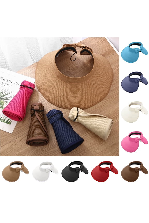 Sun Visor for Women Roll up Ponytail Friendly Hat Packable Lightweight Outdoor Visor Breathable Casual Sun Hats for Daily Travel White One Size