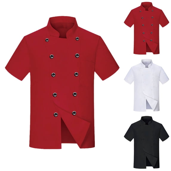 Migroa Unisex Chef Jacket Men's Chef Coat Men Short Sleeve Chef Uniform for Kitchen Restaurant Bakery White Xl