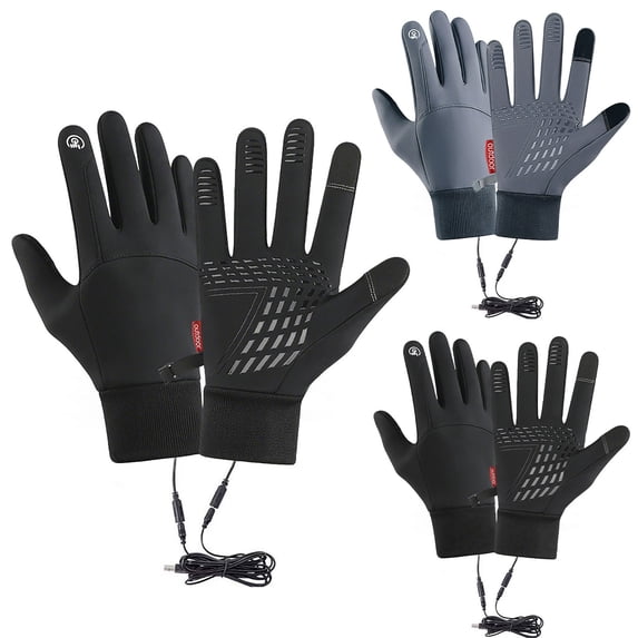 Migroa Usb Heated Gloves for Men Women, Rechargeable Winter Warm Gloves for Outdoor Activities Grey L