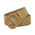 thumbnail image 1 of Migroa Women's Elastic Raffia Woven Belt Boho Rattan Buckle Stretch Straw Wide Waist Belt for Dresses Jeans Pants Boho Ladies Summer Dress Belt Khaki One Size, 1 of 5
