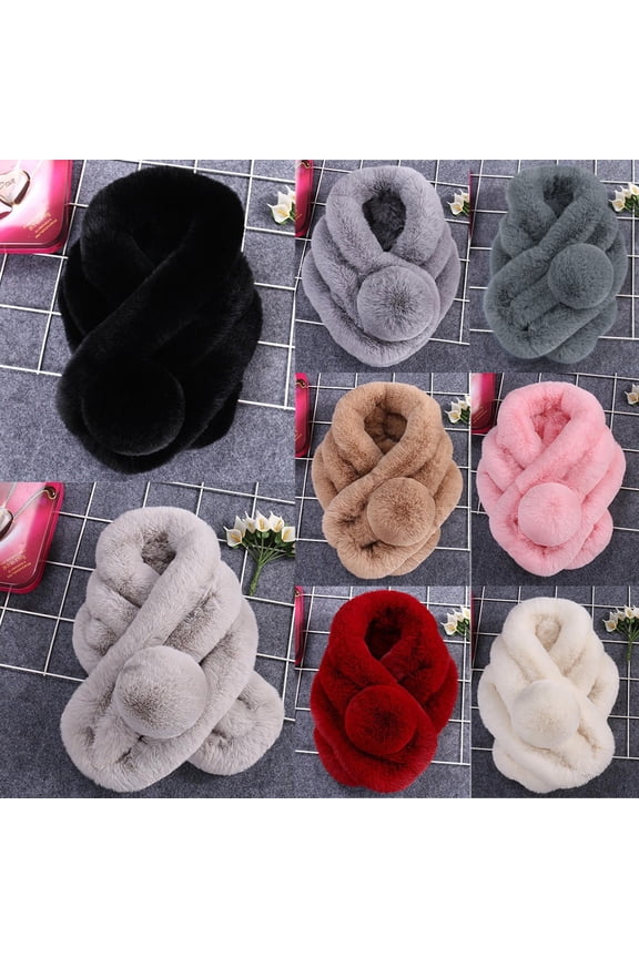 Women's Winter Faux Fur Scarf, Thick Plush Fashion Wrap Shawl, Elegant Evening Warm Accessory Red Universal Fit