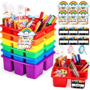 Miguan 6 Pack Plastic Classroom Caddy Organizer with Handle Teacher Supply Storage Caddy for Classroom Organization, Table, Desk, Office Assorted Colors
