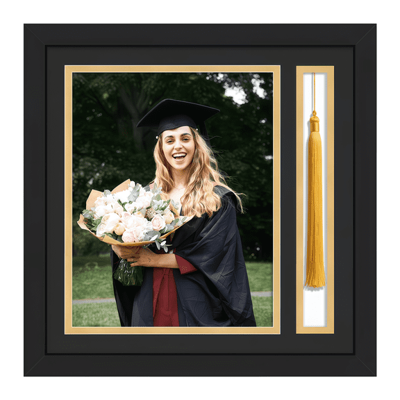 Miguan Graduation Photo Frame 8x10 with Tassel Holder for Pictures Photo Frame Elegant Double Mat 2026 Graduation Decor Gift for Graduate (Black)